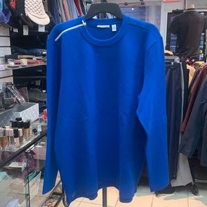 Lacoste crew neck shoulder zip sweater blue XL